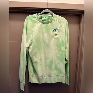 Nike Tie-Dye Green Sweatshirt with Daisy Embroidery